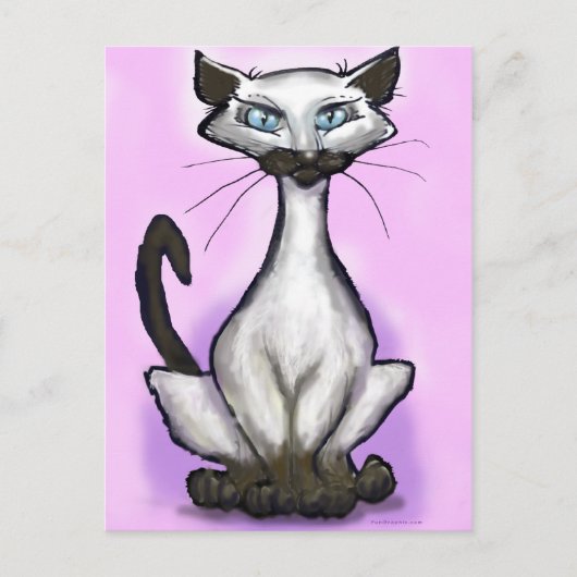 Siamese Cat Briefkaart (Voorkant)