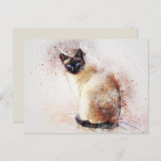 siamese cat-briefkaart briefkaart (Voorkant / Achterkant)