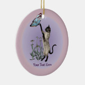 Siamese Cat Butterfly Daisies Personalized Ormenes Keramisch Ornament (Rechts)