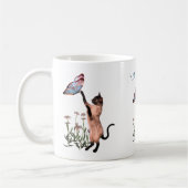 Siamese Cat Butterfly Daisy Personalized Koffiemok (Links)