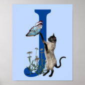 Siamese Cat Butterfly Monogram Initiaal J Poster (Voorkant)