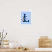 Siamese Cat Butterfly Monogram Initiaal L Poster (Keuken)