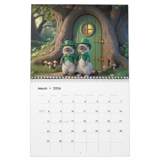 Siamese Cat Calendar Kalender (Mar 2026)