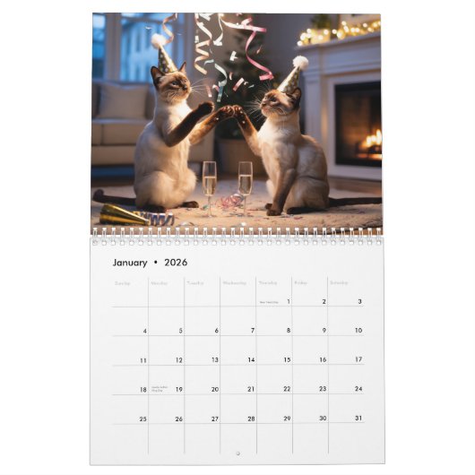 Siamese Cat Calendar Kalender (Jan 2026)