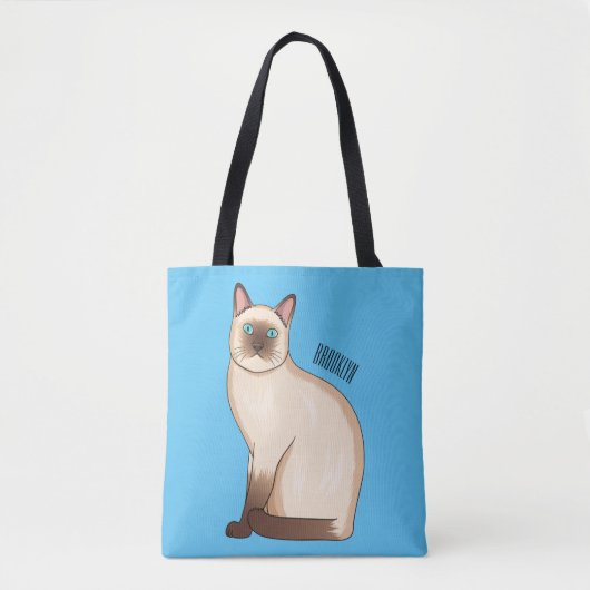 Siamese cat cartoon illustration tote bag (Voorkant)