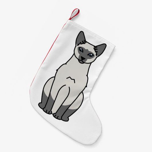 Siamese Cat Cartoon Kleine Kerstsok (Voorkant (Hangend))