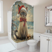 Siamese Cat Christmas  Beach Douchegordijn (In situ)