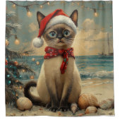Siamese Cat Christmas  Beach Douchegordijn (Voorkant)