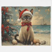 Siamese Cat Christmas  Beach Fleece Deken (Voorkant (Horizontaal))