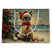 Siamese Cat Christmas  Beach Groot Cadeauzakje (Voorkant)