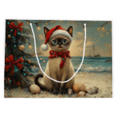Siamese Cat Christmas  Beach Groot Cadeauzakje (Achterkant)