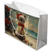 Siamese Cat Christmas  Beach Groot Cadeauzakje (Achterkant Gekanteld)