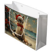 Siamese Cat Christmas  Beach Groot Cadeauzakje (Voorkant Gekanteld)