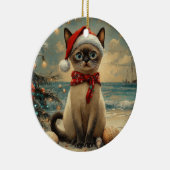 Siamese Cat Christmas  Beach Keramisch Ornament (Rechts)