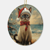 Siamese Cat Christmas  Beach Keramisch Ornament (Links)