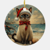 Siamese Cat Christmas  Beach Keramisch Ornament (Achterkant)