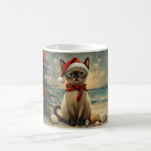 Siamese Cat Christmas  Beach Koffiemok