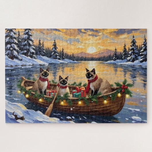 Siamese Cat Christmas Boat Holiday Legpuzzel (Horizontaal)