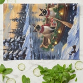 Siamese Cat Christmas Boat Holiday Theedoek (Gevouwen)