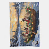 Siamese Cat Christmas Boat Holiday Theedoek (Verticaal)