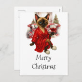 Siamese Cat Christmas Briefkaart – Funny Holiday (Voorkant / Achterkant)
