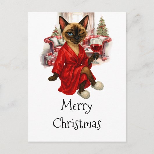 Siamese Cat Christmas Briefkaart – Funny Holiday (Voorkant)