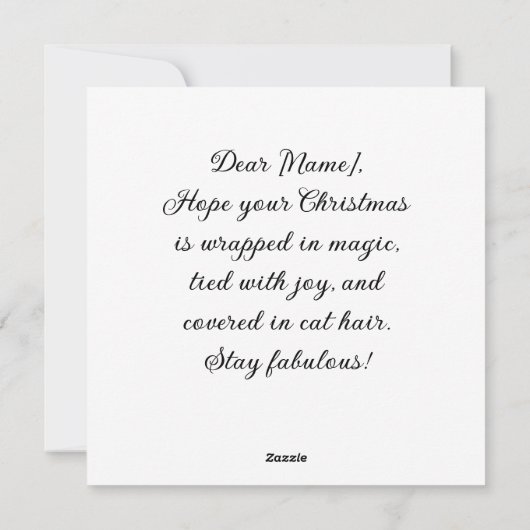 Siamese Cat Christmas Funny Glam Holiday Kaart (Achterkant)