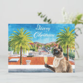 Siamese Cat Christmas Greeting from California Feestdagenkaart (Staand voorkant)