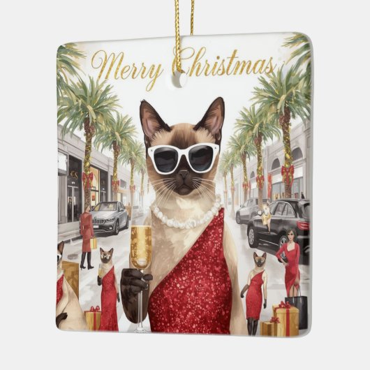 Siamese Cat Christmas Greeting from California Keramisch Ornament (Links)
