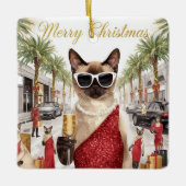 Siamese Cat Christmas Greeting from California Keramisch Ornament (Voorkant)