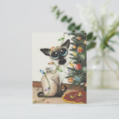 Siamese Cat Christmas Lights beroemd gemaakt door  Feestdagenkaart (Staand voorkant)