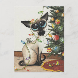 Siamese Cat Christmas Lights beroemd gemaakt door  Feestdagenkaart