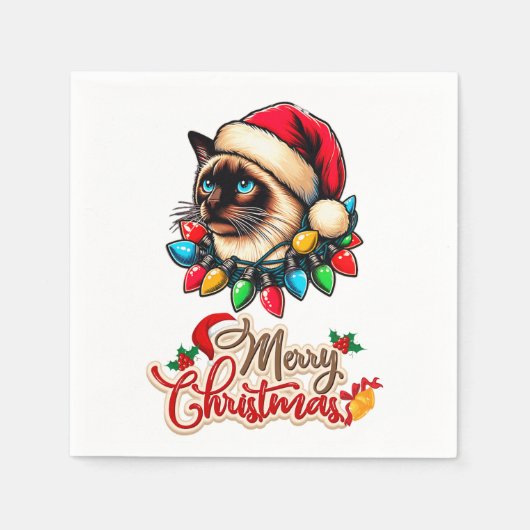 Siamese Cat Christmas Pet Xmas Servet (Voorkant)