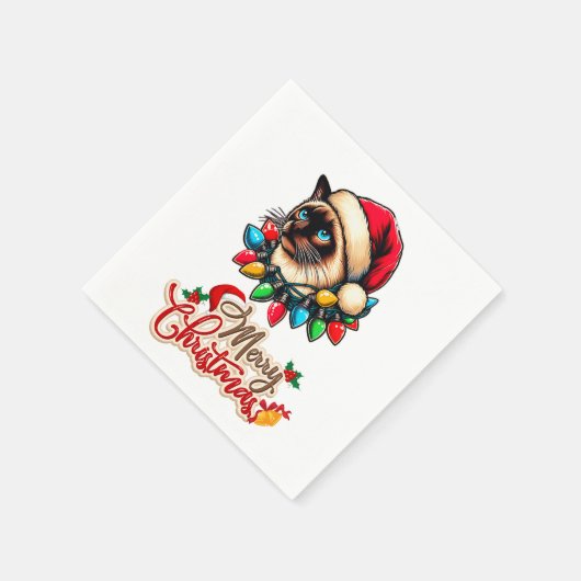 Siamese Cat Christmas Pet Xmas Servet (Hoek)