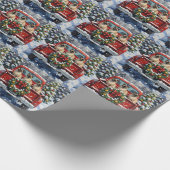 Siamese Cat Christmas Red Truck Holiday Cadeaupapier (Hoek)