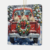 Siamese Cat Christmas Red Truck Holiday Keramisch Ornament (Links)