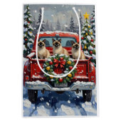 Siamese Cat Christmas Red Truck Holiday Medium Cadeauzakje (Voorkant)