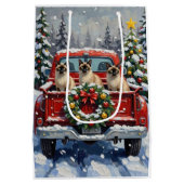 Siamese Cat Christmas Red Truck Holiday Medium Cadeauzakje (Achterkant)