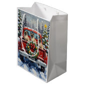 Siamese Cat Christmas Red Truck Holiday Medium Cadeauzakje (Achterkant Gekanteld)