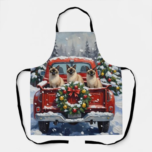 Siamese Cat Christmas Red Truck Holiday Schort (Voorkant)