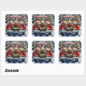 Siamese Cat Christmas Red Truck Holiday Vierkante Sticker (Vel)