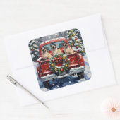 Siamese Cat Christmas Red Truck Holiday Vierkante Sticker (Envelop)