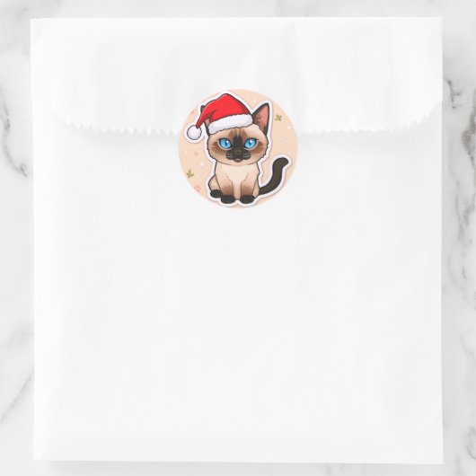Siamese cat christmas ronde sticker (Tas)