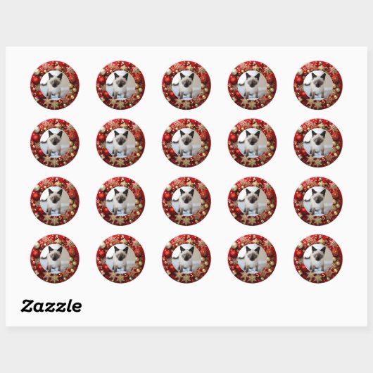 Siamese cat christmas ronde sticker (Vel)
