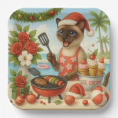 Siamese Cat Christmas themed for Cat Lover Papieren Bordje (Voorkant)