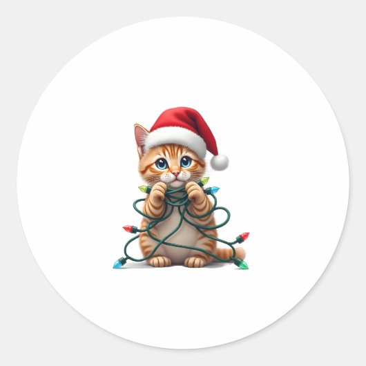 Siamese Cat Christmas V-Neck (1) Ronde Sticker (Voorkant)