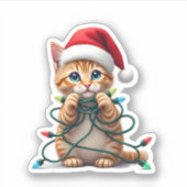 Siamese Cat Christmas V-Neck (1) Sticker (Voorkant)