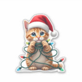 Siamese Cat Christmas V-Neck (1) Sticker (Voorkant)