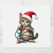 Siamese Cat Christmas V-Neck (2) Sparkling Wijnetiket (Enkel label)