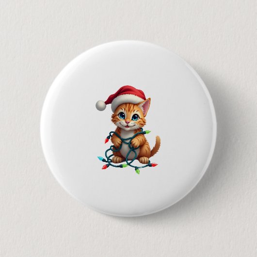 Siamese Cat Christmas V-Neck (3) Ronde Button 5,7 Cm (Voorkant)